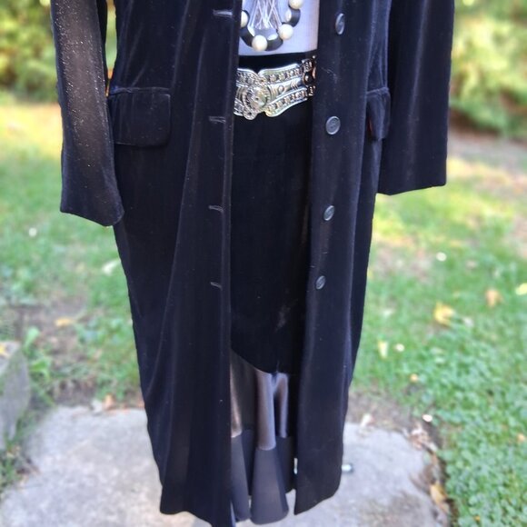 Black Velvet Vintage 90's Opera Coat or Dress M/L - Picture 5 of 9